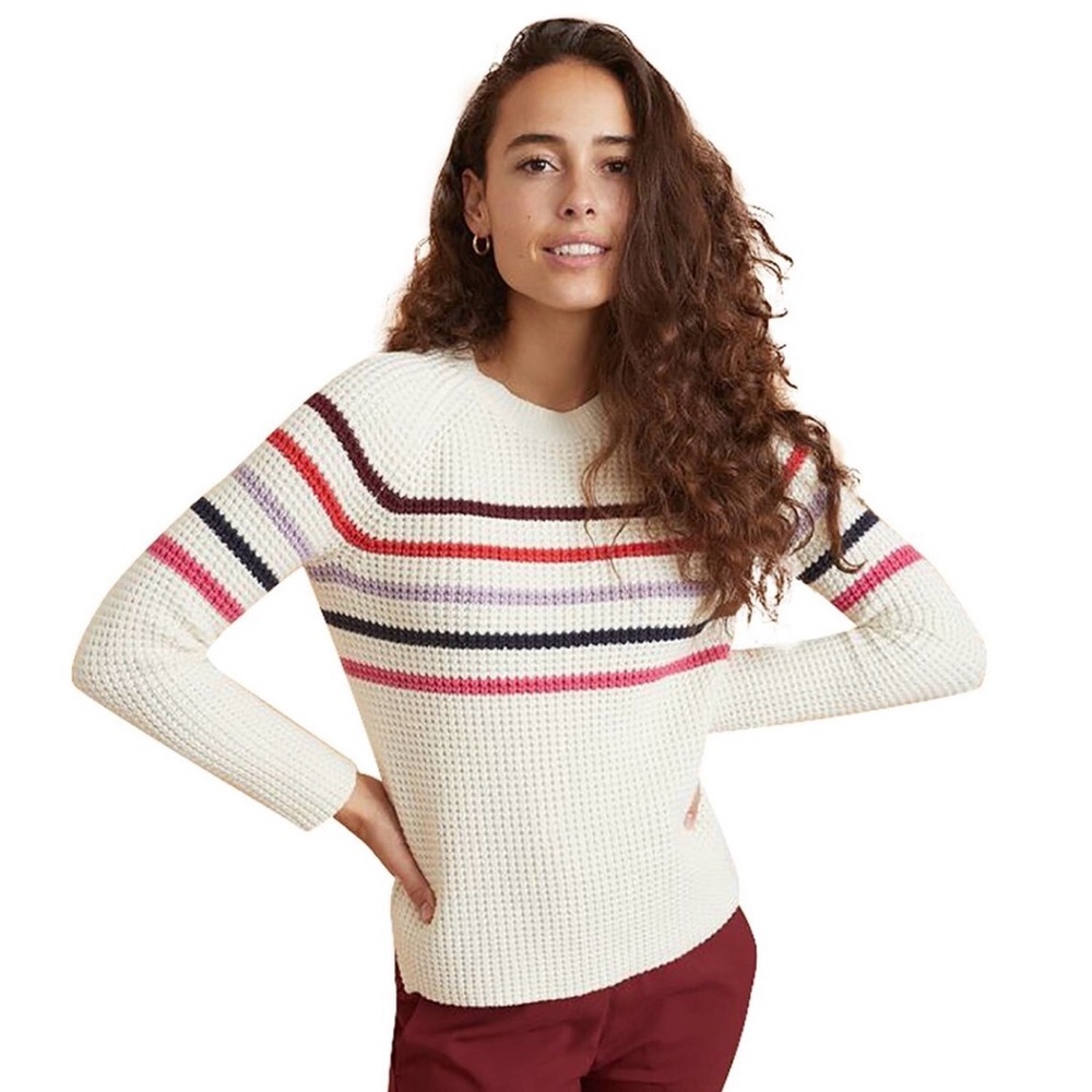 Marine Layer Delaney striped waffle knit cozy preppy wool blend sweater NWT M